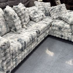 The "Cloud" Furry Sectional Sofa: Oversized Comfort