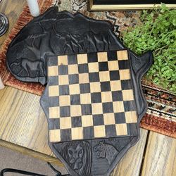 Wood Carved Africa Chess Board