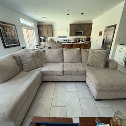 Living Spaces Light Gray U-shaped Sectional Couch