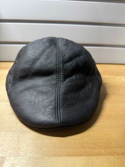 Nathaniel Cole 1934 Crowncap Black Leather Shearling Duckbill Ivy Cap Size XL W/Drop Down Earflaps