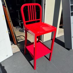 30” High Red Metal Bar Stool Very Good Condition