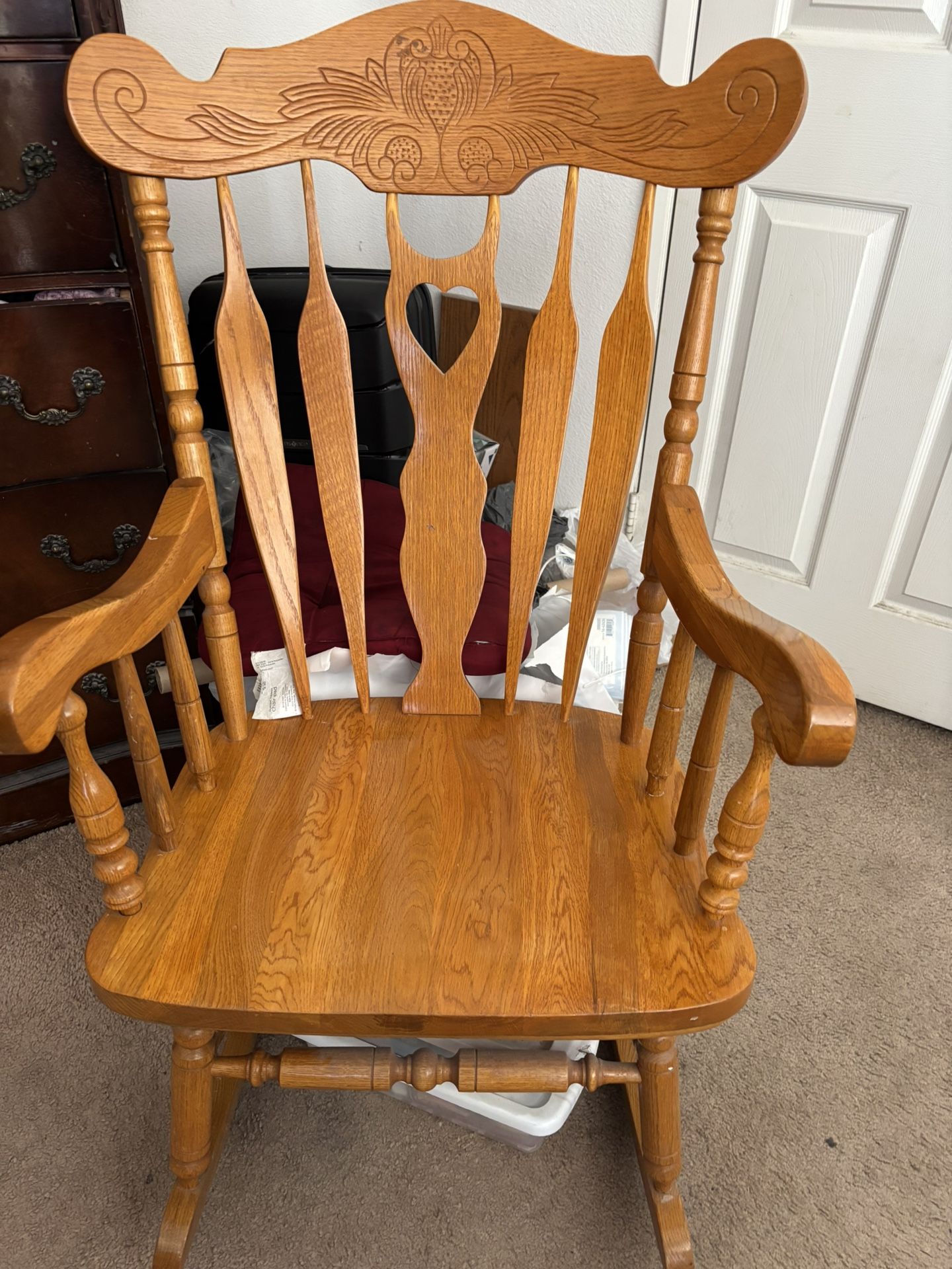 Solid Oak Sweetheart Rocking Chair