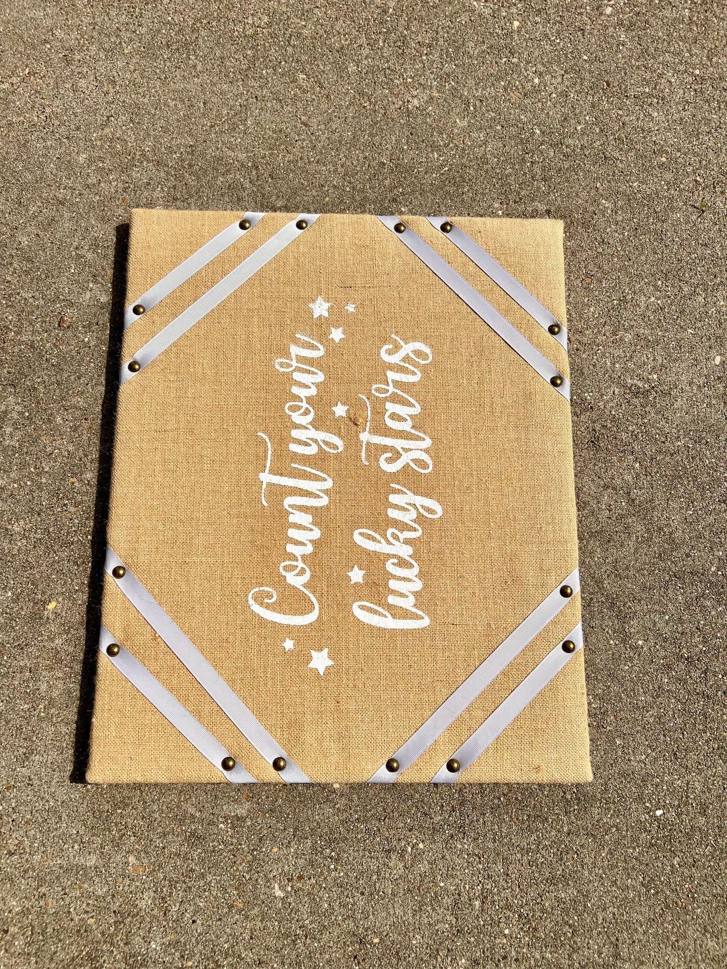 Rustic “Count Your Blessings” Burlap Memo Board / Wall Decor