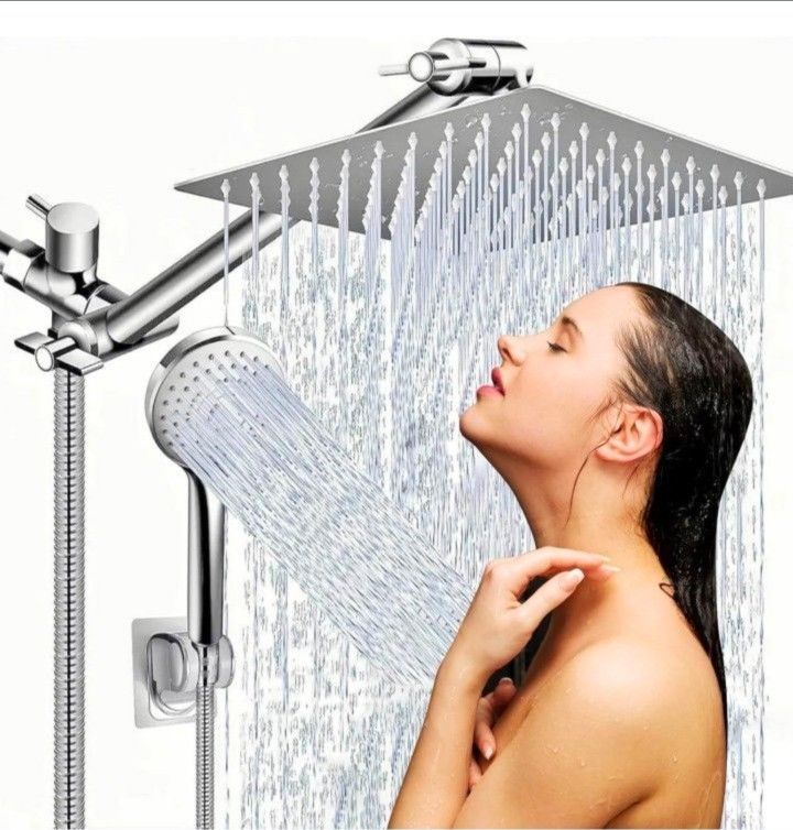 10 inch Rainfall Shower Head Combo Stainless Steel Rain Shower Head with 5 Modes Handheld Water Spray