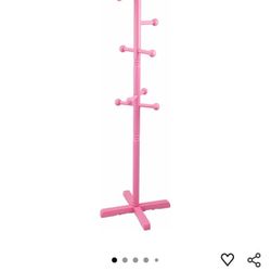 Pink Wooden Kids Coat Rack Organizer 
