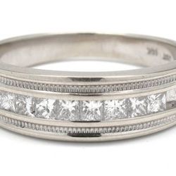 Mens 14K Square-Cut Diamond Band