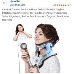 Cervical Traction Device with Air Collar: FSA HSA Eligible, Inflatable Neck Stre