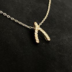 Gold-plated Diamond-studded Pendant Necklace