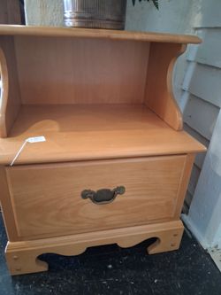 Wood Nightstand with Shelf and Drawer