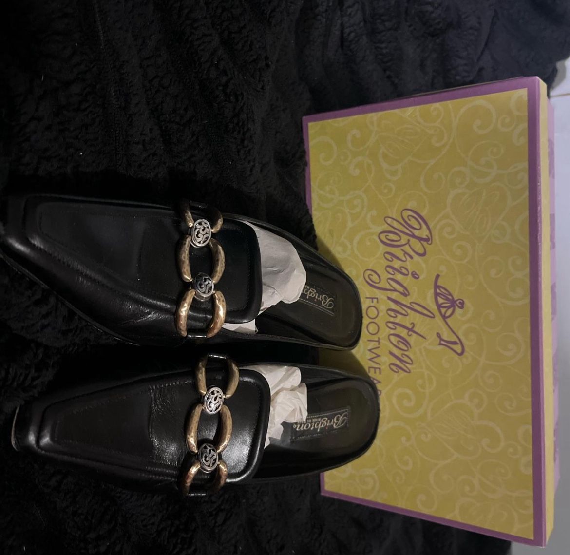 Black And Gold Leather Loafers