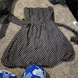 Strapless Silk Polka Dot Dress 