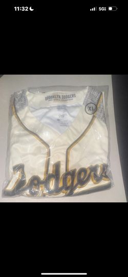 Dodgers 1955 Champions Baseball Jersey XL White Gold Gray