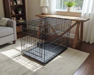 30x20x21in Medium Black Metal Single Door Dog Pet Animal Cage Containment Crate! Great for dogs 20-40lbs
