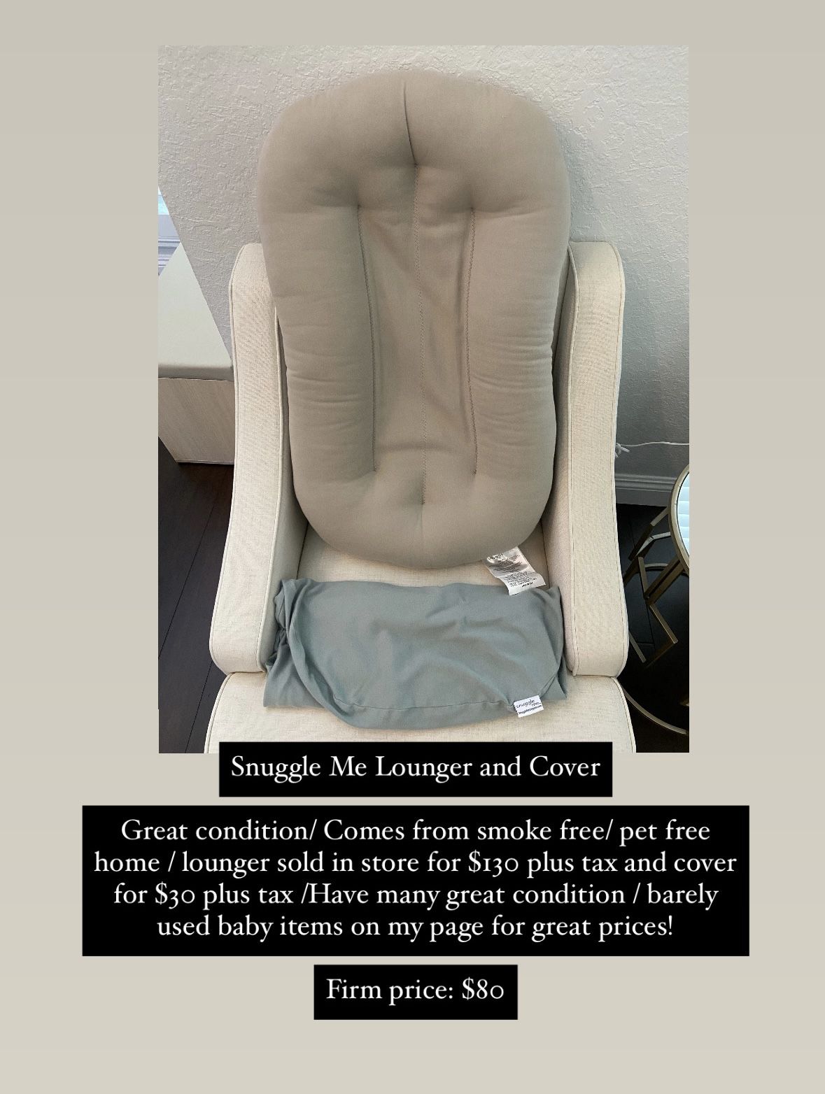 Snuggle Me Lounger And Extra Cover
