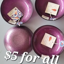 Purple Glitter Sparkle Bowls New Nwt Silver