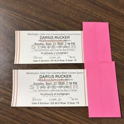 2 Darius Rucker With Austin Williams Concert Tickets