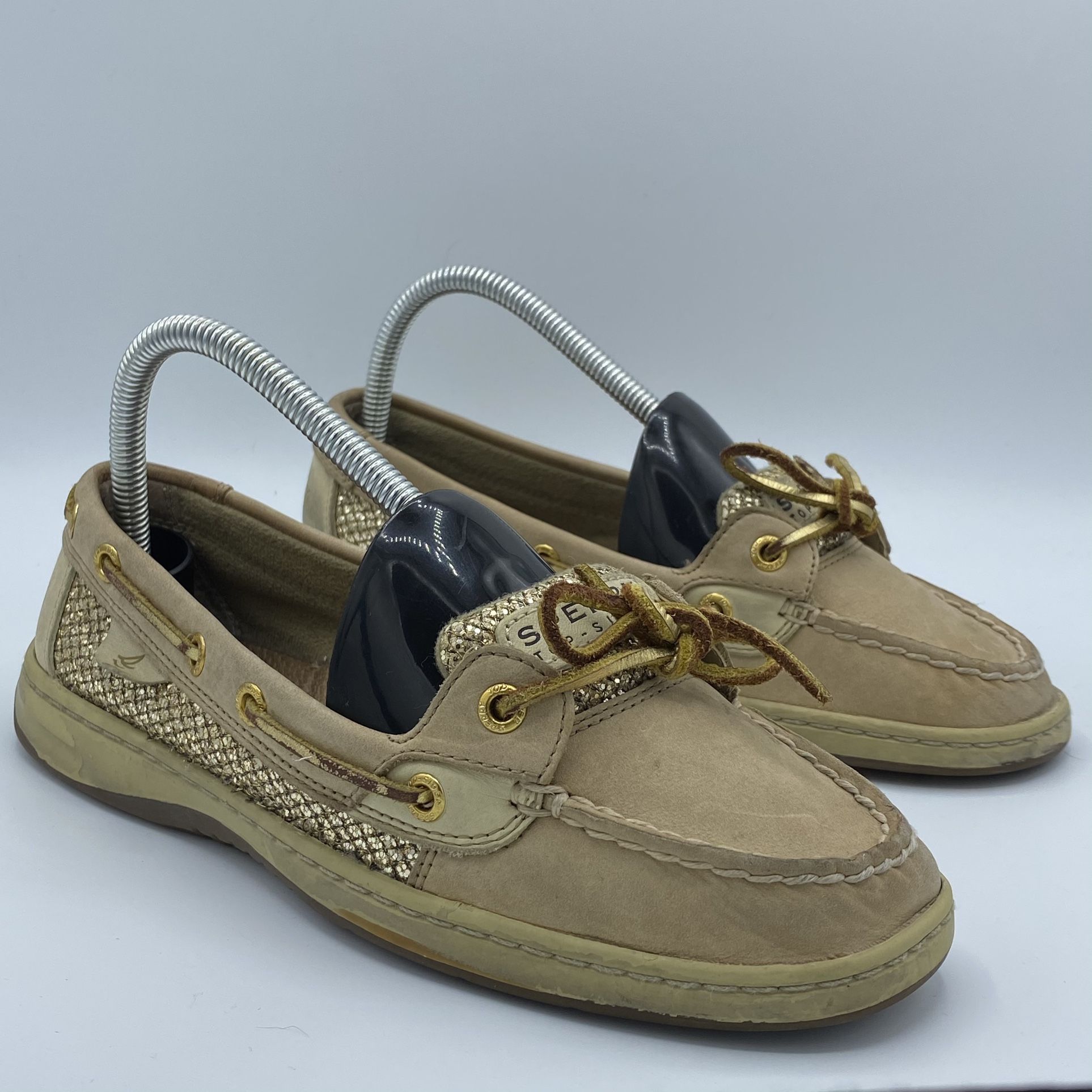 SPERRY TOP-SIDER LEATHER BOAT SHOES Tan/Gold (contact info removed) Womens - Size 8