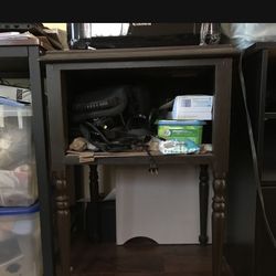 Brown solid wood nightstand or computer printer office table