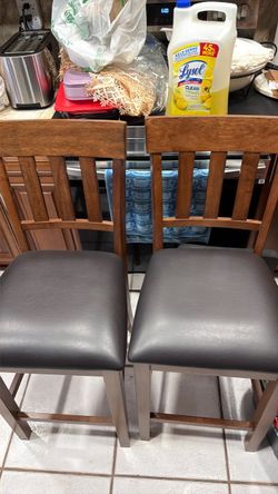 Set of 2 Wood Bar Stools with Padded Seats
