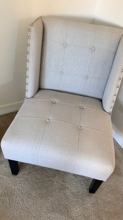 Light Gray Tufted Wingback Accent Chair
