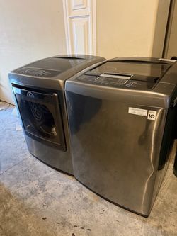LG Top Load Washer and Dryer Set stainless steel