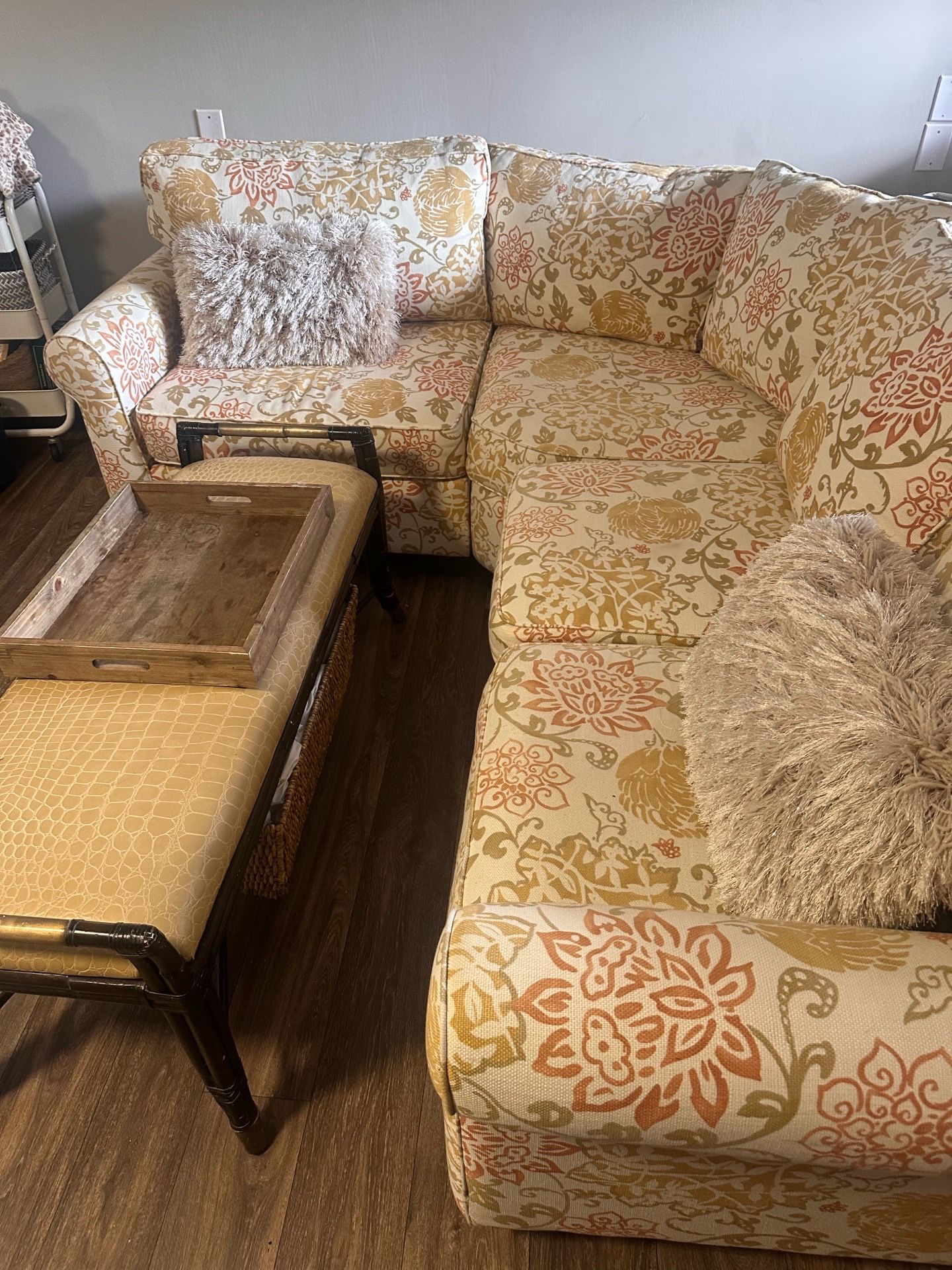 Beautiful Gold & Rust Pottery Barn Sofa😉