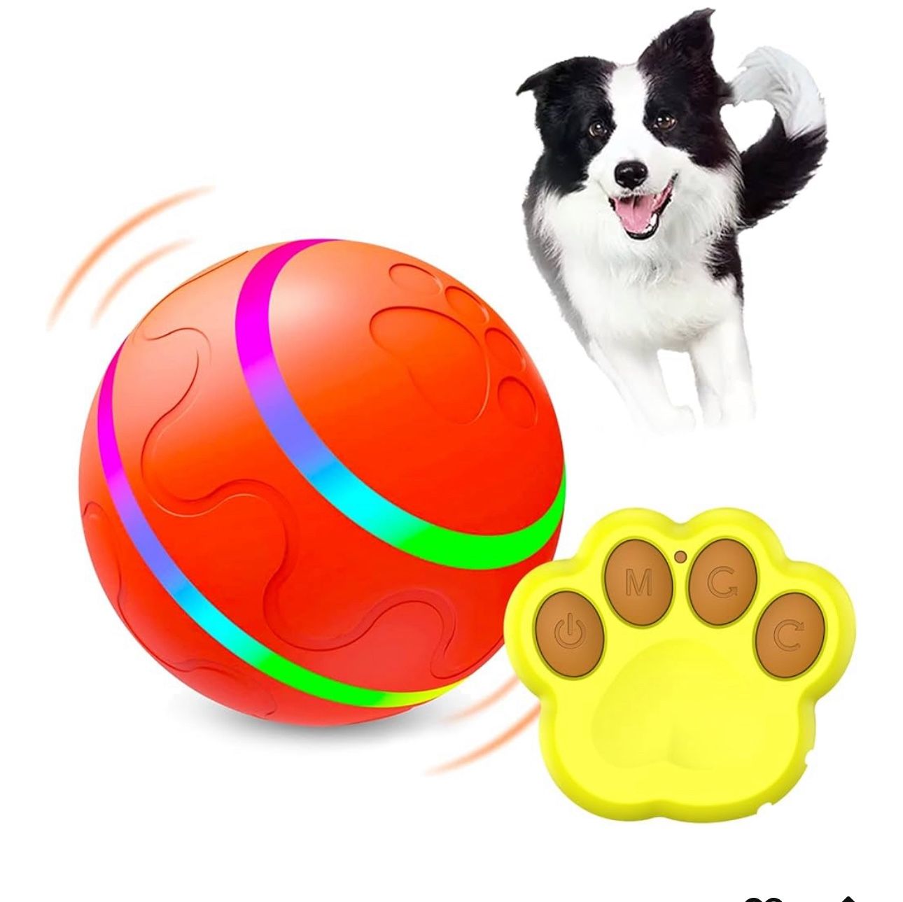 Interactive Dog Toy - Auto Active Rolling Ball, Rechargeable Self Rolling Ball Dog Toy with 2 Modes, Motion Activated Remote Control - Orange
