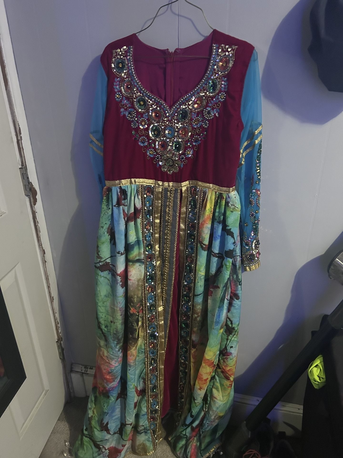 Rainbow Moroccan Kaftan Wedding Dress