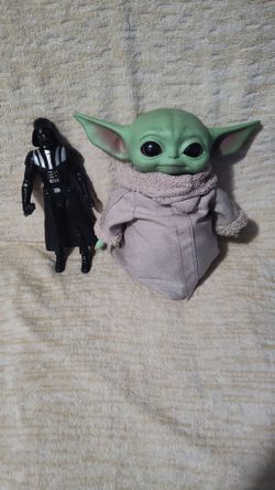 Grogu plush and Darth Vader action figure - The Mandolarian and grogu Star Wars figures