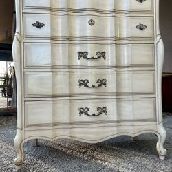 Vintage French Provincial Style TallBoy Five Drawer Dresser
