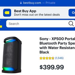 Sony - XP500 Portable Bluetooth Party Speaker with Water Resistance - Black 