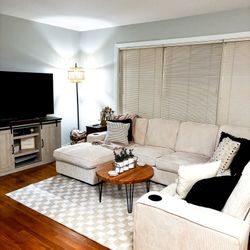 112" Cream Corduroy Sectional