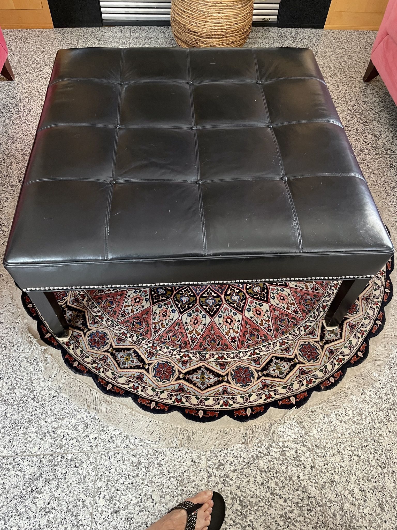 Coffee Table / Ottoman Black Leather
