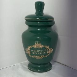 Vintage Eli Lilly Symphytum Officinale Green Apothecary Jar with Lid