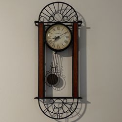 Howard Miller Devahn Wall Clock 625-241 – Wrought-Iron and Wood with Quartz Movement