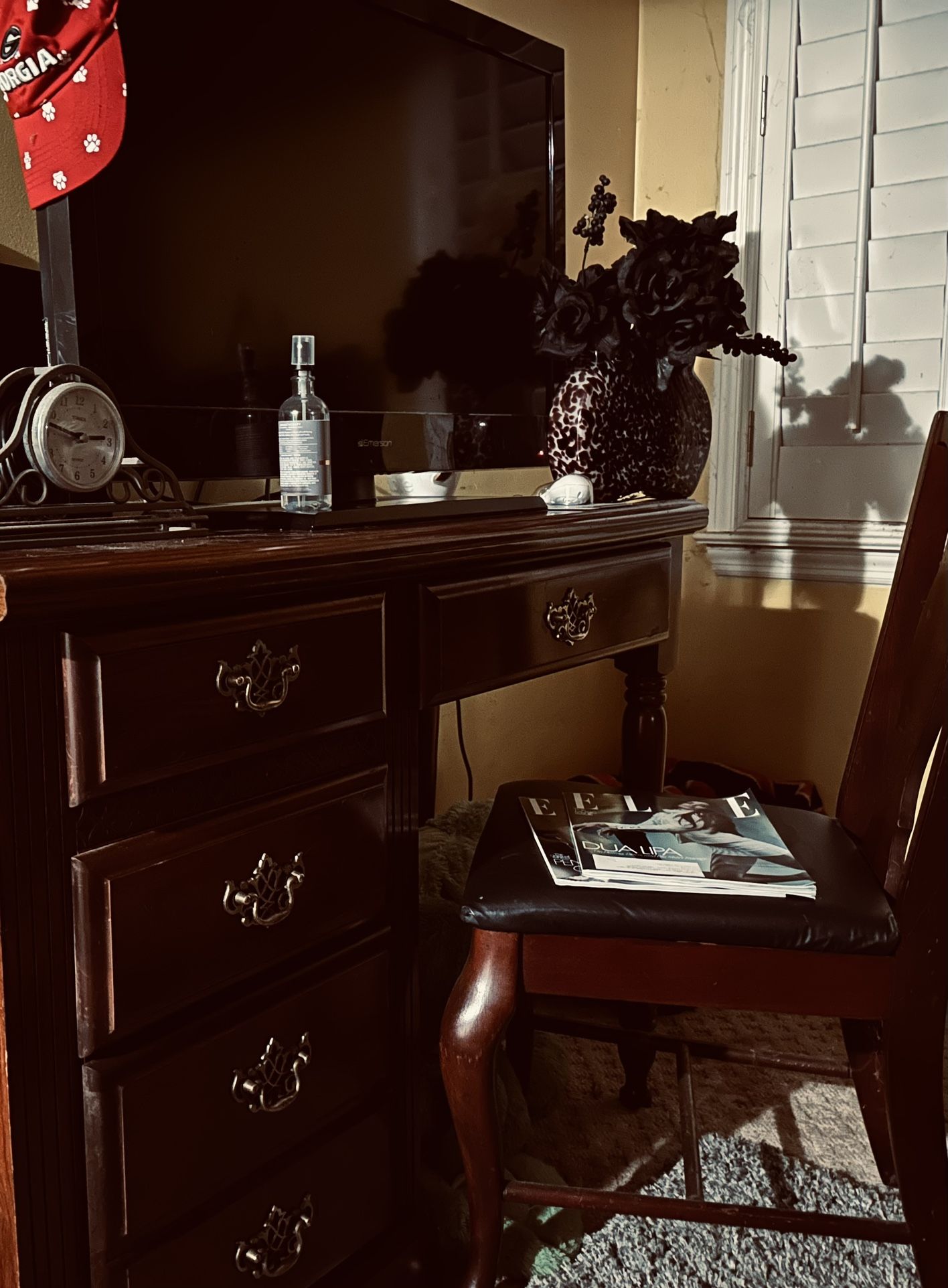 VINTAGE SOLID WOOD CHERRY DESK AND MATCHING CHAIR
