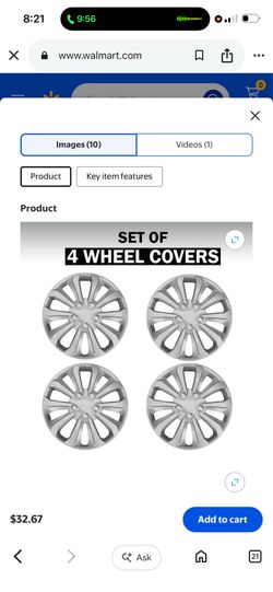 Auto Drive 14 Inch Silver Alloy Finish Hubcap Wheel Covers - Set of 4 - Fits Most Cars
