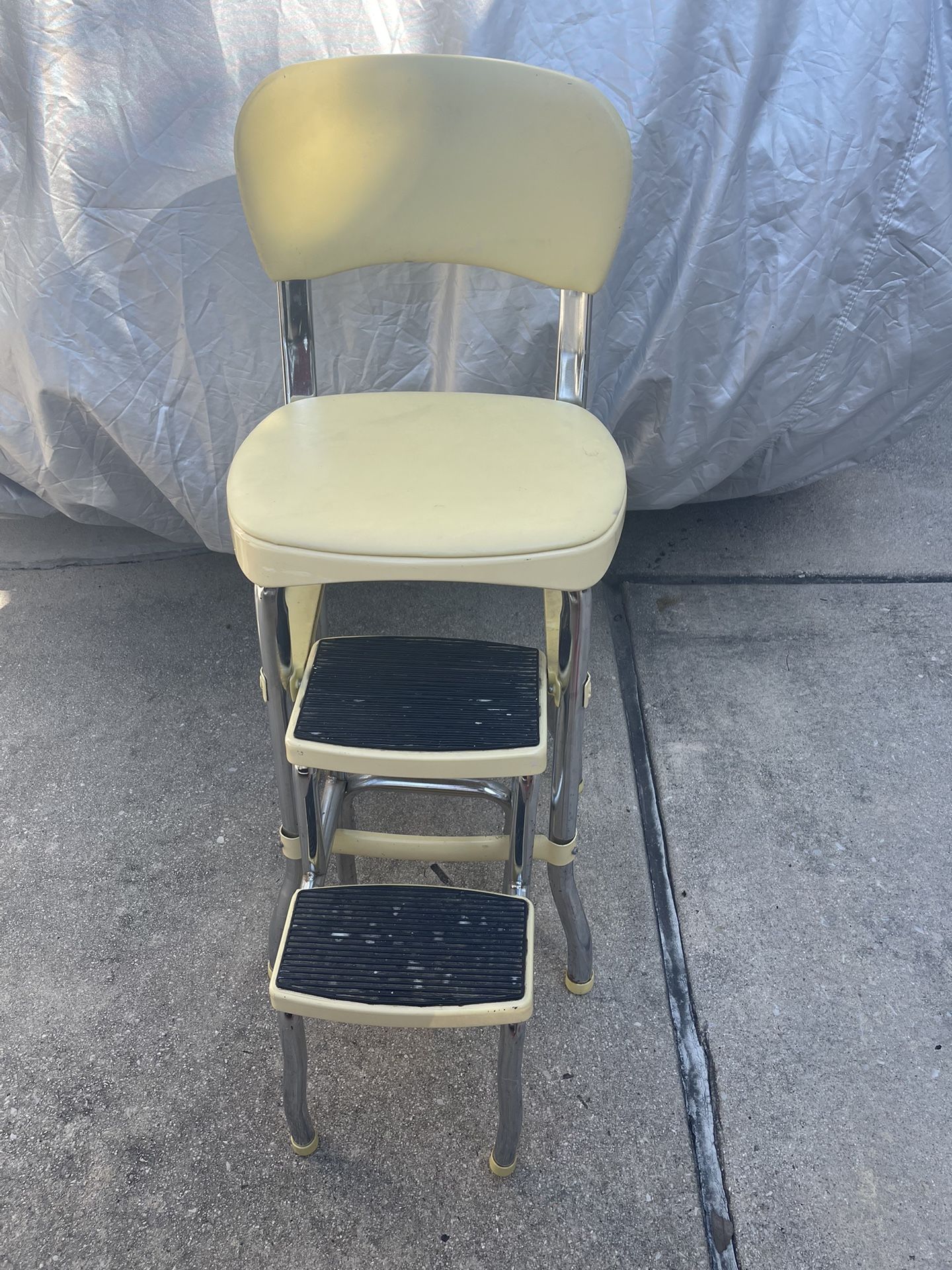 Yellow Cosco Step Stool Kitchen Chair Ladder Vintage Or Shabby Plant Stand