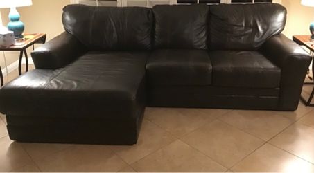 Leather Couch with Chaise Lounge