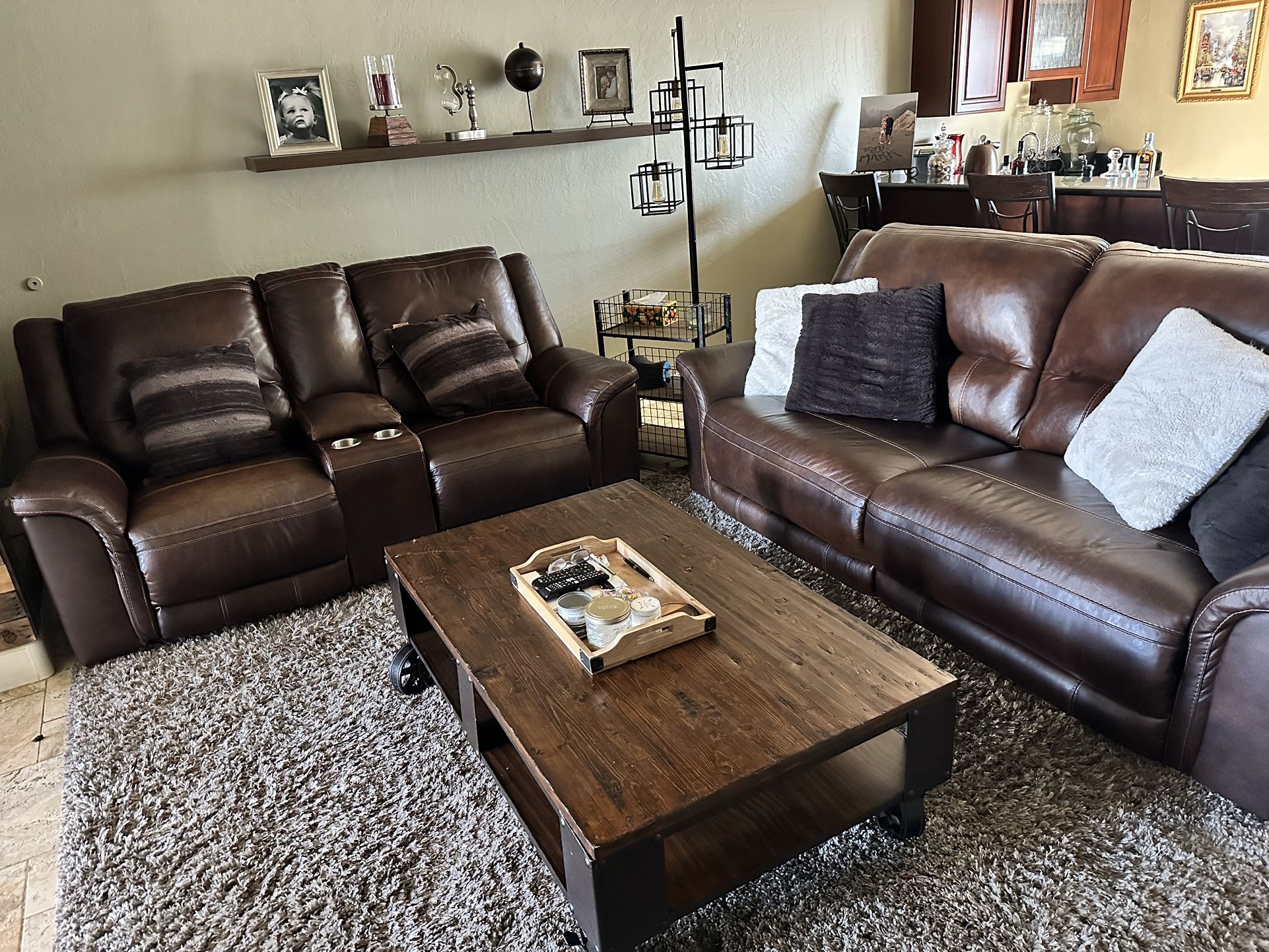 Like New Leather Couch And Loveseat Plus Coffee Table