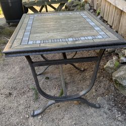 Nice Outdoor Weather Resistant Side Table Steel Base Tile Top