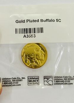 1936 Buffalo Nickel Gold Plated 