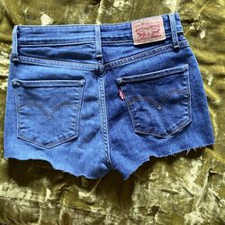 Levi’s Rare PXT Two-Toned Redone High Waisted Cut-Off Blue Denim Jean Shorts 24
