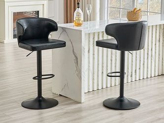 Modern rotating adjustable bar chair, oil wax belt backrest swivel chair, suitable for kitchen bar counter and dining room, adjustable height, capable