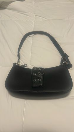 Black Mini Shoulder Bag with Buckle Detail