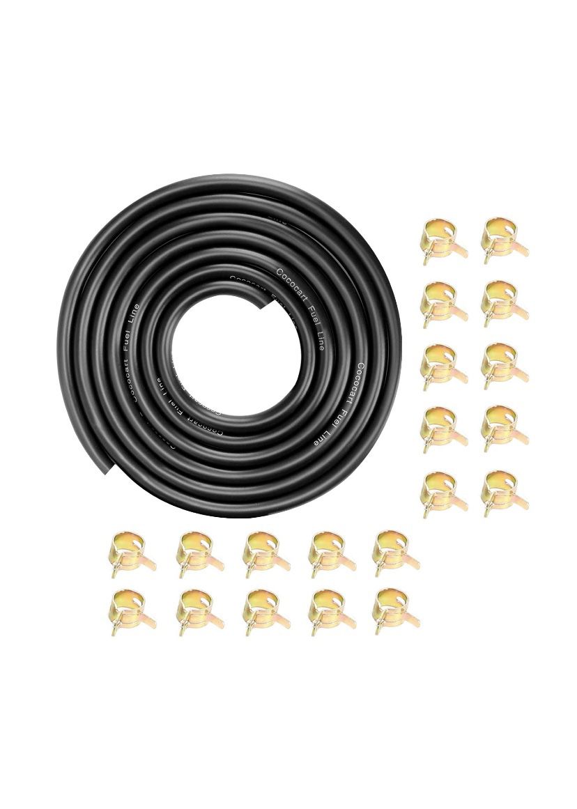 9.85-Foot Length Stretchy 1/4 Inch ID Fuel Line+20pcs 2/5" ID Hose Clamps for Kawasaki Kohler Briggs & Stratton Small Engines