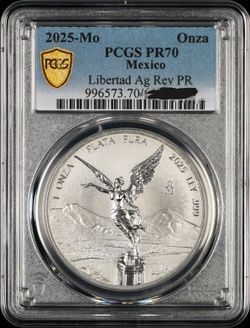 2025 Mexico Silver Libertad PCGS PR70 Onza Reverse Proof MINTAGE 1900 ONLY