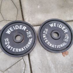 Two 33lb Weider Olympic Weight Plates 