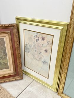 Framed Sunflowers Print with Gold Frame