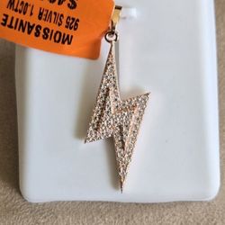 MOISSANITE BOLT PENDANT ROSE GOLD OVER SILVER 